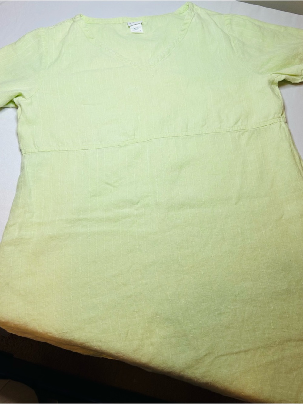 Eileen Fischer Linen Dress Light Spring Green Vneck Short Sleeve Size XS